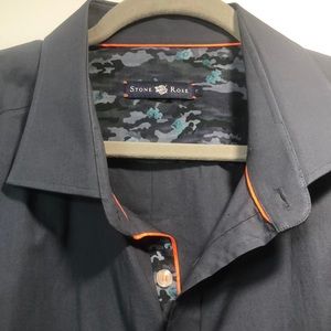 Stone Rose Designer contrast Trim dress shirt